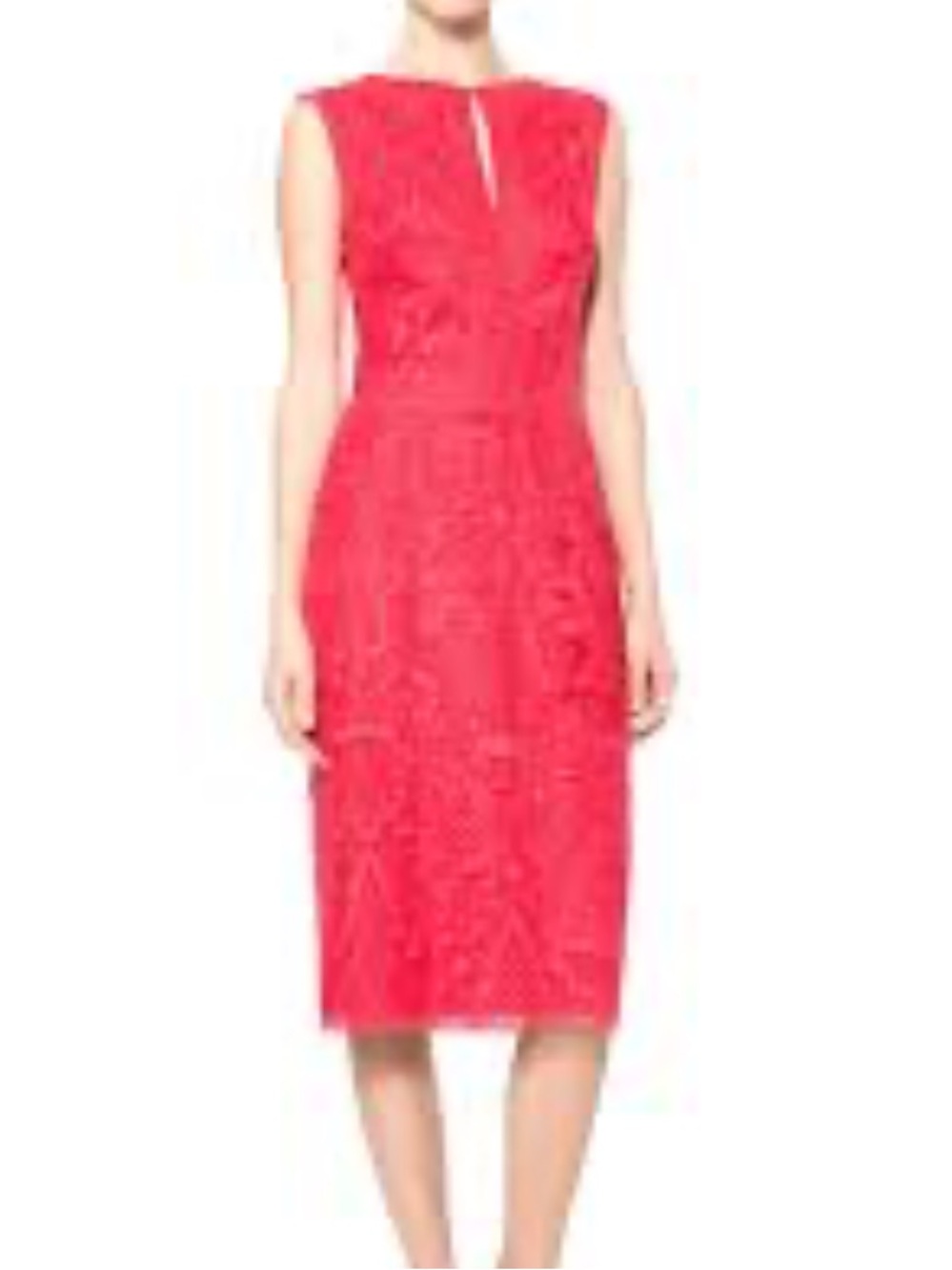 Tadashi Shoji Embroidered Sleeveless Sheath Keyhole Cocktail Dress Red Size 10